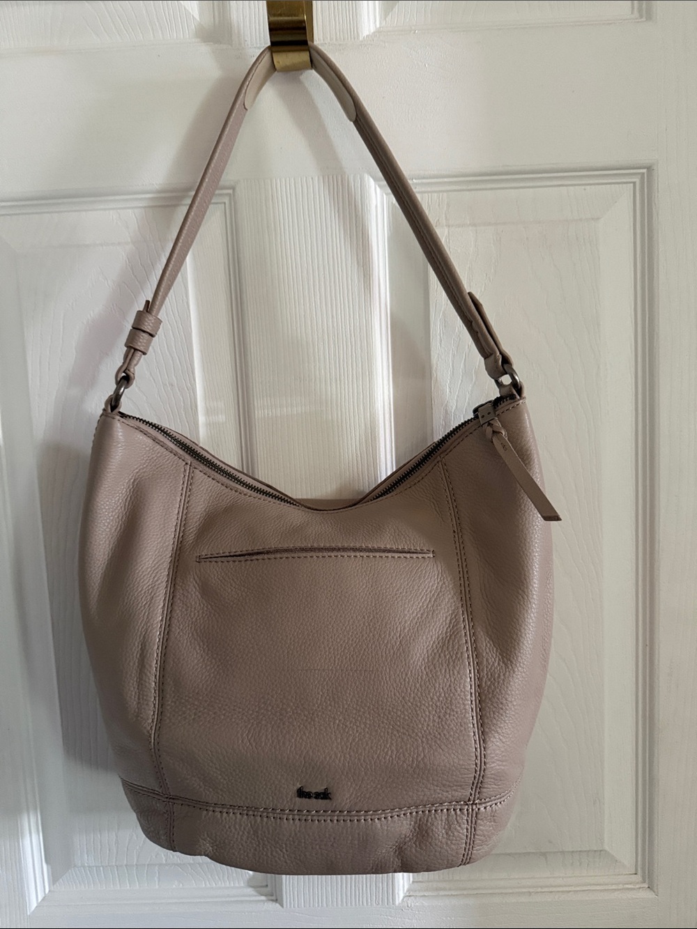 Leather Hobo Shoulder Bag - Taupe. THE SAK
